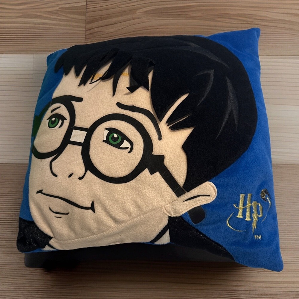 Vintage Harry Potter Throw Pillow 14x13 Blue Face Portrait Cushion Y2K Decor